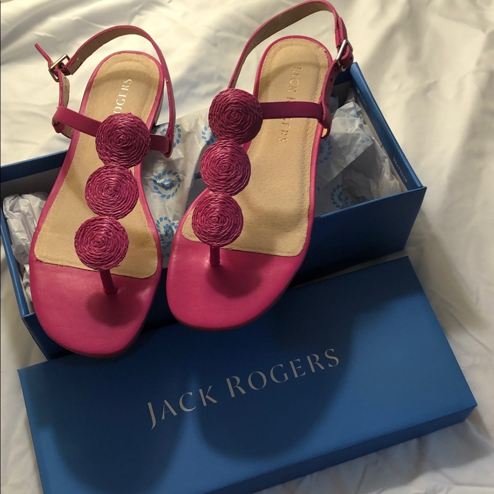 Jack Rogers Pink Sandals with Rosette Accents - Picture 4 of 5